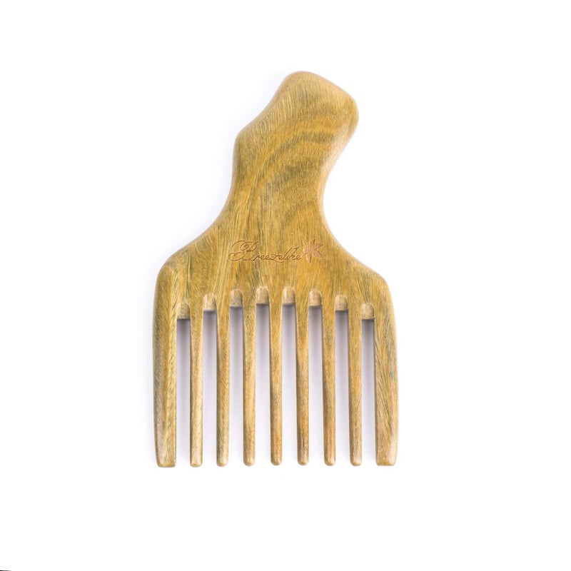 Breezelike Wooden Hair Pick - Natural Wide Tooth Wood Comb for Curly Hair - No Static Sandalwood Wooden Comb for Detangling - Image 3